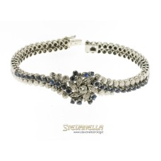 BRACCIALE oro bianco 18kt diamanti e zaffiri anni '60 original